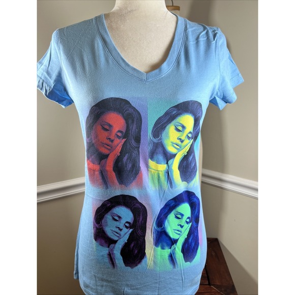 NEW Lana Del Rey 4 Colour Poster Graphic Official Licensed Skinny T-Shirt MEDIUM - Picture 1 of 4